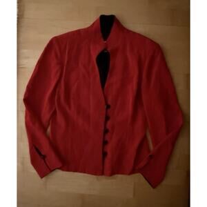 VTG Mark Heister Blazer Red Black Silk Long Sleeve Jacket Small